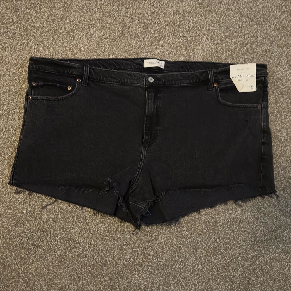 Abercrombie & Fitch Black Frayed Hem Denim Cutoff Shorts